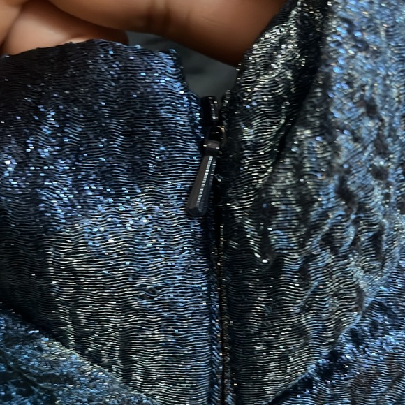 Theia Edith One-Shoulder High-Low Jacquard Gown - Picture 11 of 17